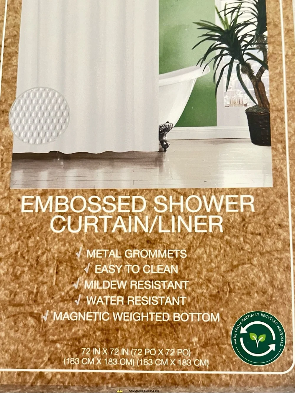 🆕- Set of 2-Pura Collection Embossed Shower Curtain/Liner & Set/12 Shower Hooks